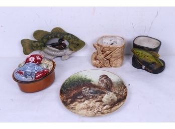 Group Of Hunting Related Porcelain Decorative Items