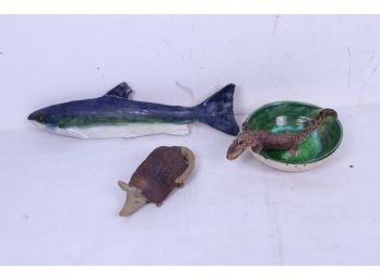 Three Pieces Of Arist Signed Pottery
