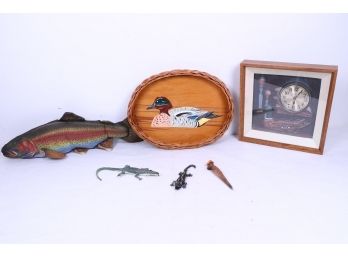 Group Of Fishing And Hunting Decorative Items