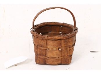 Antique Small Wicker Basket - Signed