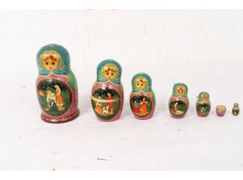 Vintage Russian Wooden  Nesting Dolls