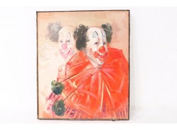 Vintage Clown Oil Painting Signed K Graven
