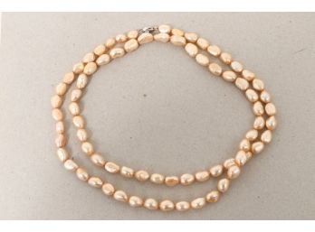 Real Pearls And Sterling Silver Ladies Necklace
