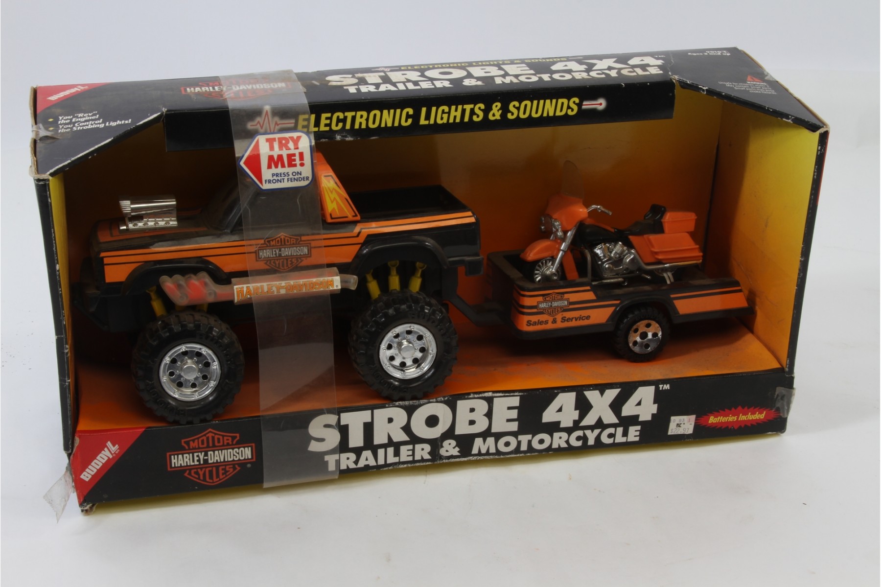 Vintage Buddy L Harley Davidson Toy Truck W/Trailer Motorcycle