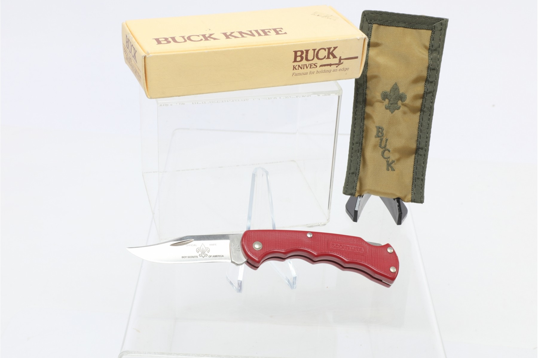 Vintage New Buck #412 Red Scoutlite Official Boys Scouts Folding 