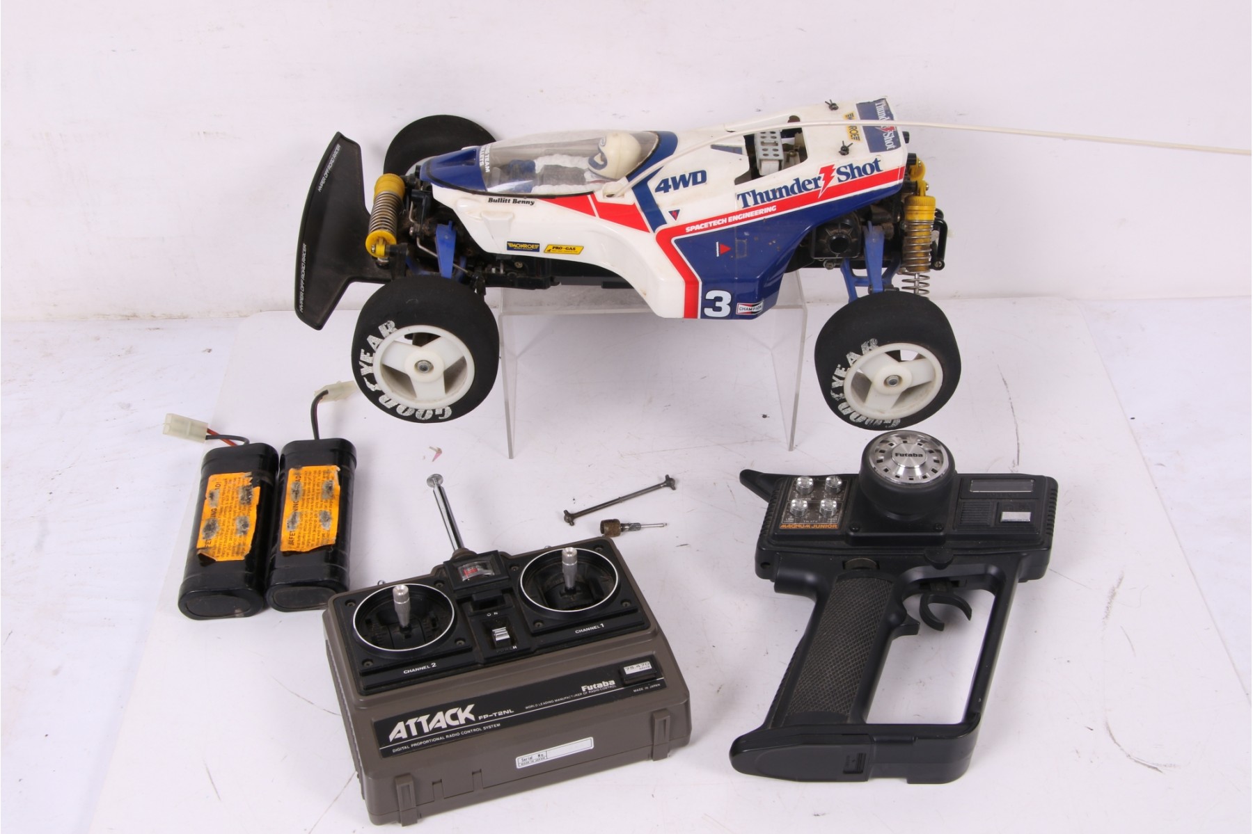 Vintage Tamiya Thundershot RC Race Car With 2 Remotes & Batterys