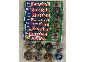 1990 Topps Baseball Coins Lot Of 7 Plus Loose Coins