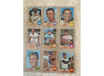 1968 Topps Baseball Card Lot Of 9.