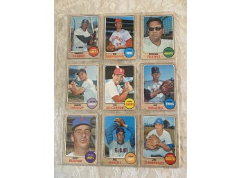 1968 Topps Baseball Card Lot Of 9.