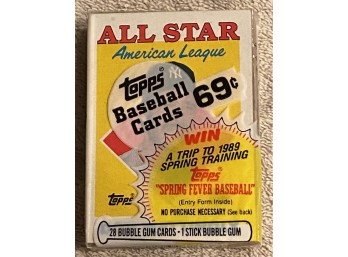 1988 Topps Cello Pack With Don Mattingly All Star Showing