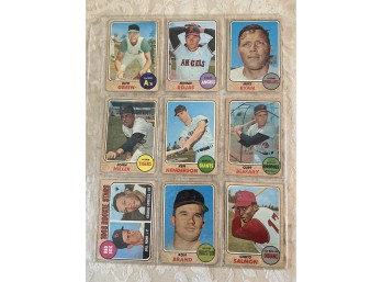 1968 Topps Baseball Card Lot Of 9.