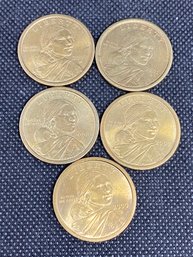 2000 And 2001 Sacagawea Dollar Coin Lot Of 5