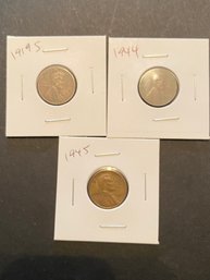 1919 S, 1944, 1945 Wheat Penny Lot Of 3