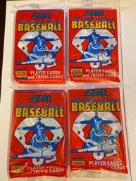 1988 Score Baseball Card Pack Lot Of 4