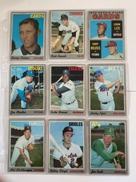 1970 Topps Baseball Card Lot Of 9