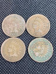 Indian Head Penny Lot Of 4