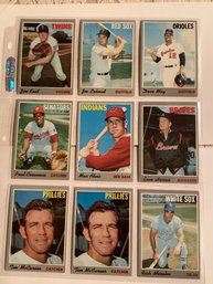 1970 Topps Baseball Card Lot Of 9