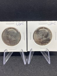 1976 John F Kennedy Half Dollar Coin Uncirculated Lot Of 2