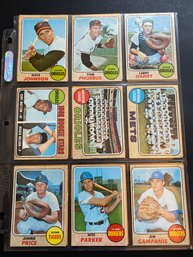 1968 Topps Baseball Card Lot Of 18