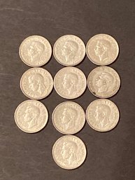 1939 Canadian Nickel Lot Of 10