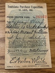 1904 St Louis Expo Press Pass Coupon
