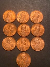 1973 D Lincoln Pennies Lot Of 10. BU