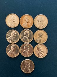 1961 D Lincoln Pennies Lot Of 10. BU