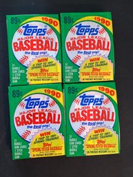 1990 Topps Baseball Card Cello Pack Lot Of 4