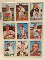1967 Topps Baseball - Sheet Of 9 Cards