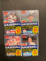 1986 Fleer Cello Baseball Card Pack Lot Of 4