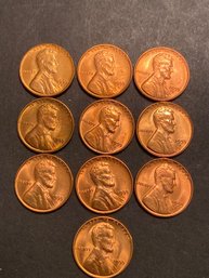 1955 S Wheat Pennies Lot Of 10. BU