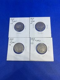 1913 Type 1 Raised Ground Indian Head Or Buffalo Nickel