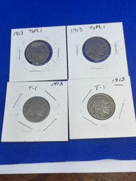 1913 Type 1 Raised Ground Indian Head Or Buffalo Nickel