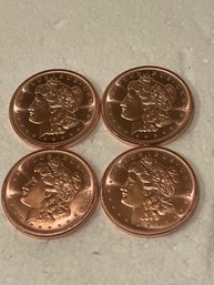 1 Oz Copper Round - Morgan Dollar - Lot Of 4