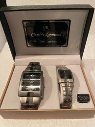 Charles Raymond New York Quartz Steel Case His & Her Watches