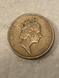 1985 ONE POUND UK COIN QUEEN ELIZABETH II ERROR COIN SIDE LETTERING UPSIDE