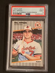 1989 Fleer Bill Ripken BLACK SCRIBBLE OVER FF ERROR #616 PSA 9