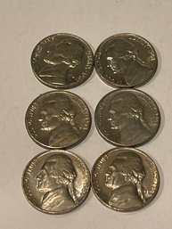 Jefferson Nickels BU 1962 D - 1964 D - Lot Of 6