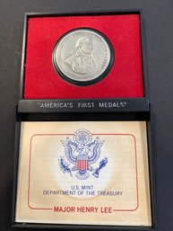 America's First Medals Major Henry Lee US Mint Pewter, Original Holder