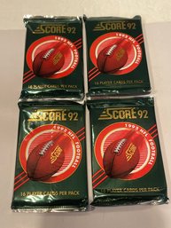 1992 Score Football NFL Sealed Pack 16 Cards -  Lot Of 4