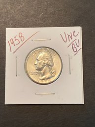 1958 (P) Washington Quarter 90% Silver Gem BU US Coin