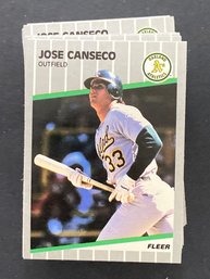 1989 Fleer Baseball Card Jose Canseco Dealer Lot Of 47