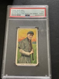 T206 Old Mill Johnny Evers With Bat, Chicago On Shirt PSA 1