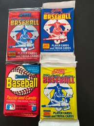 Assorted Baseball Card Pack Lot Of 4
