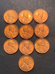 1960 P Lincoln Pennies Lot Of 10.BU