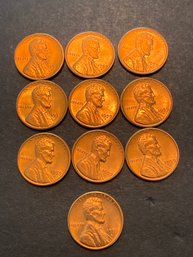 1959 D Lincoln Pennies Lot Of 10.BU