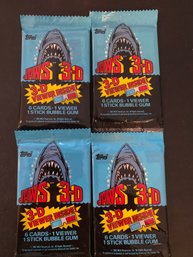 1983 TOPPS JAWS 3-D UNOPENED PACKS WITH GLASSES Pack Lot Of 4