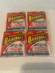 1991 Topps Baseball Unopened Cello Packs 15 Cards - Lot Of 4