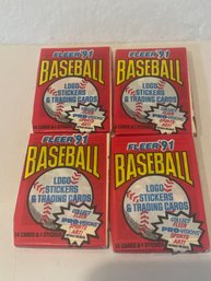 1991 Fleer Unopened Baseball Wax Packs - Lot Of 4