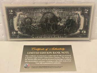 FULL BACK To FACE OFFSET COLORIZED PRINTING ERROR OVERPRINT $2 Genuine US Bill